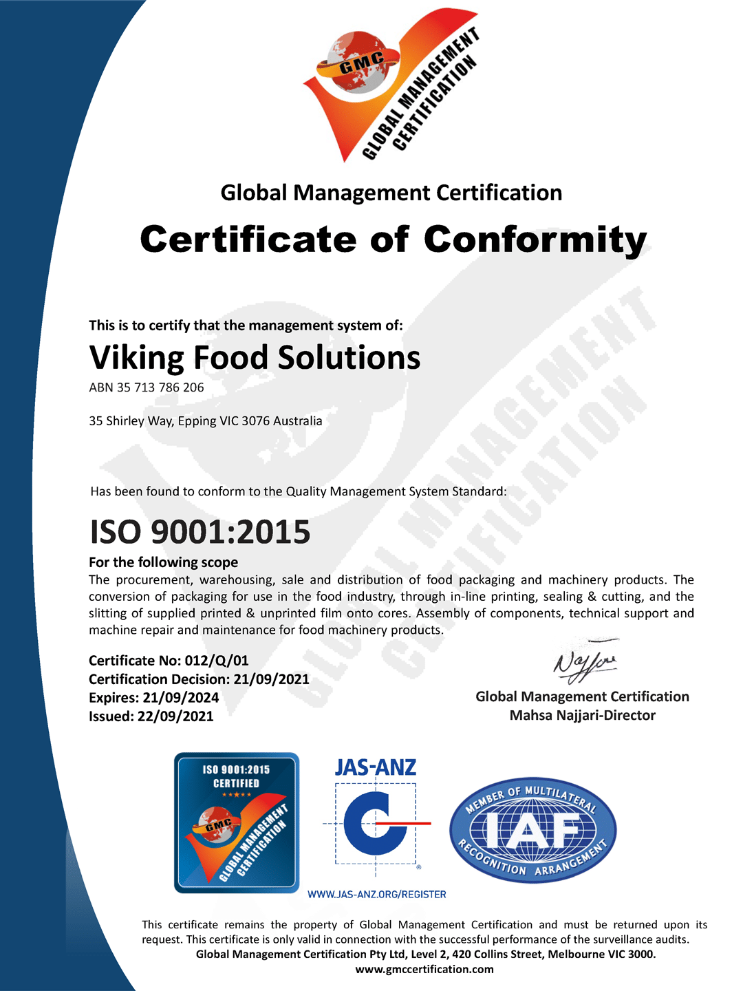 ISO9001-Certification-Viking-Food-Solutions-Pty-Ltd_web